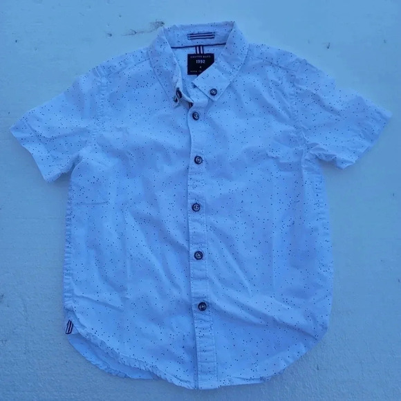 Lot of 2 Cactus Boys Shirt Boy White Navy SLIM FIt Print Button Down Shirt Sz 4 - Picture 3 of 7